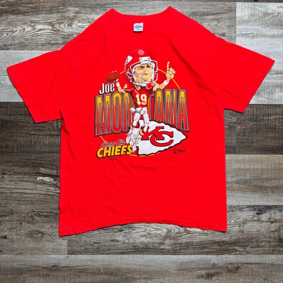 Vintage Joe Montana KC Chiefs Caricature T-Shirt New Old Stock XL
